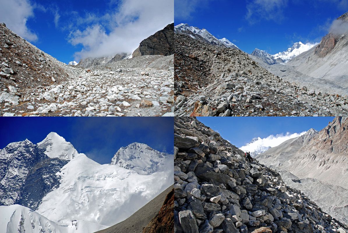 8 4 Trail To Makalu Sandy Camp On Side Of Barun Glacier With Lhotse, Lhotse Shar and Everest Kangshung East Face Ahead